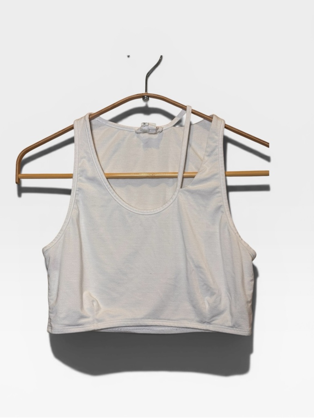 HELMUT LANG White Cropped Tank Top w/ split shoulder strap size small